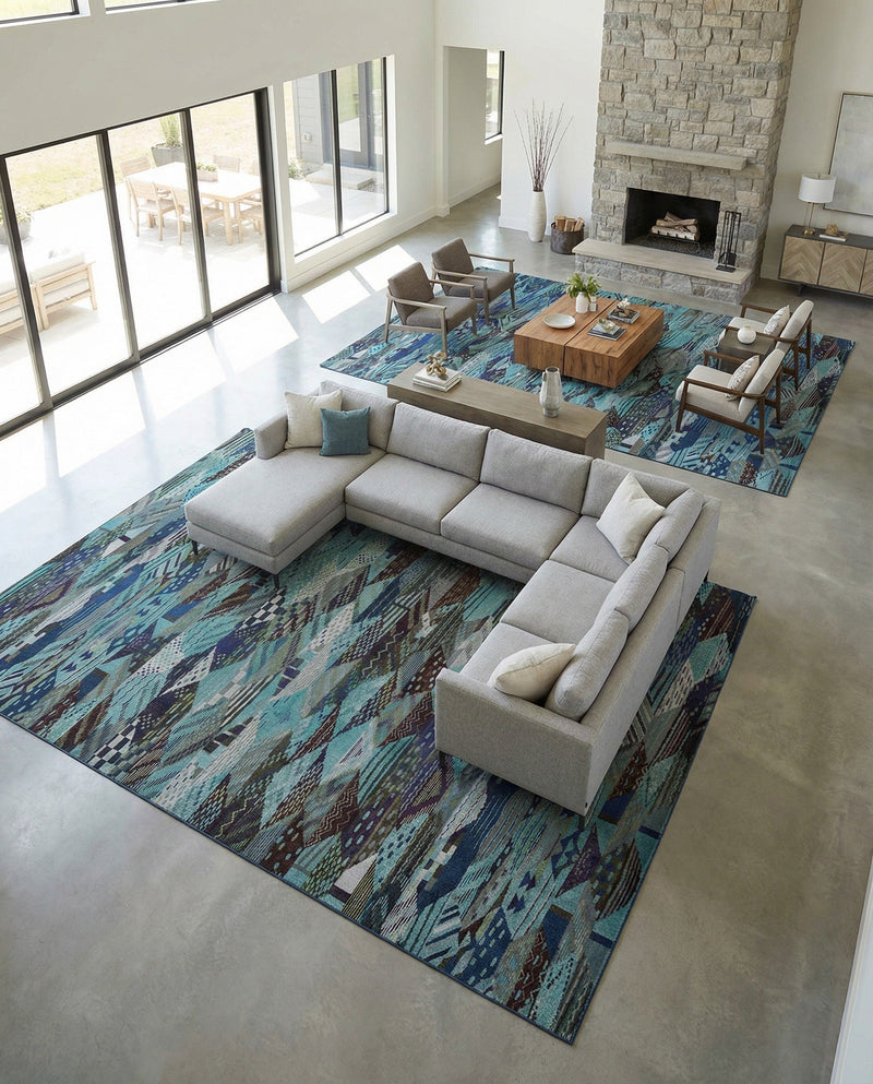 Sedona Vista Collection Area Rug -  Yucca Rectangle Blue  lifestyle 22