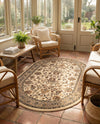 Isfahan Elegance Collection Area Rug - Naghsh-e Jahan (Ivory) Oval Ivory  lifestyle 82