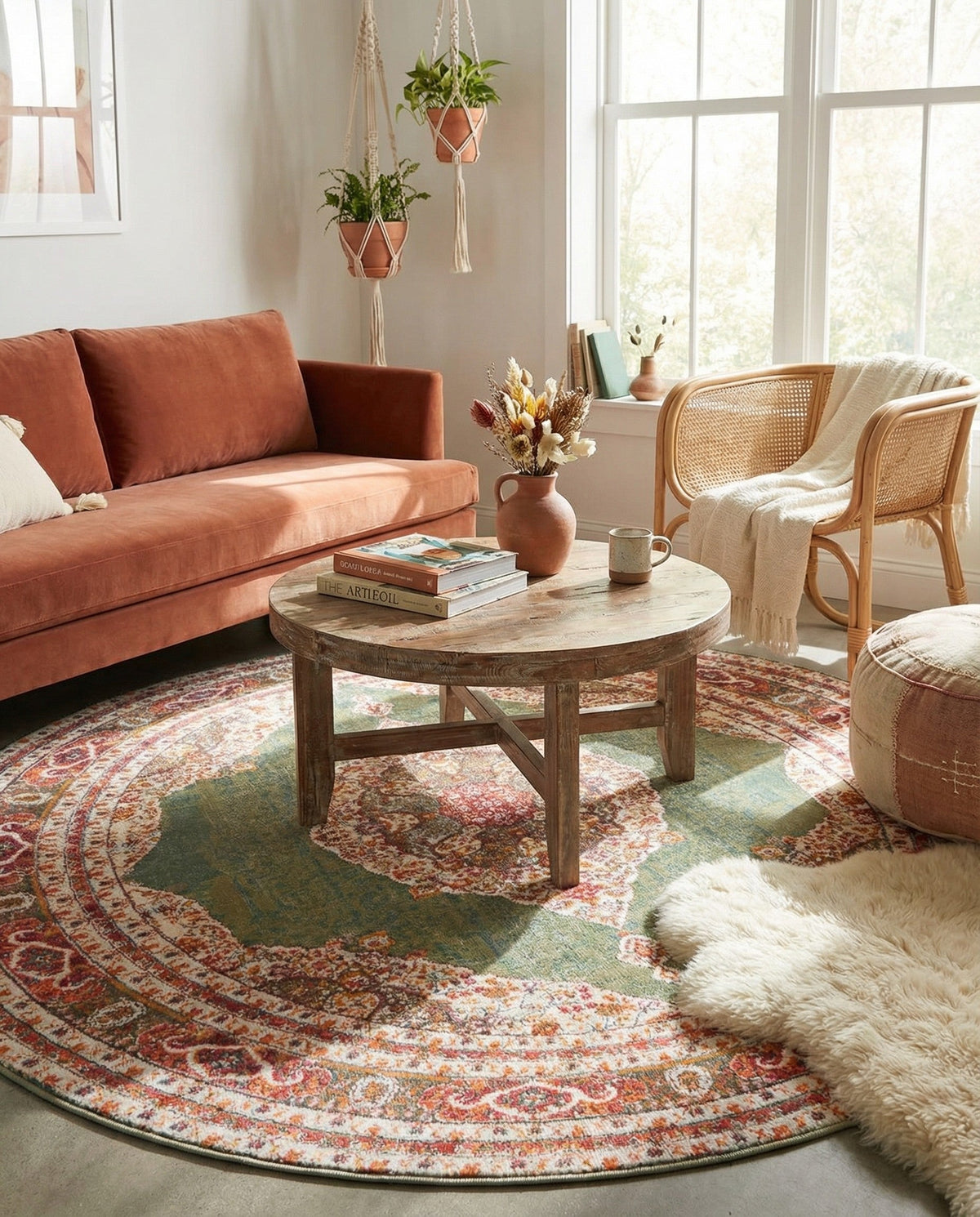 Caribbean Breeze Collection Area Rug -  Windward Round Green  lifestyle 88