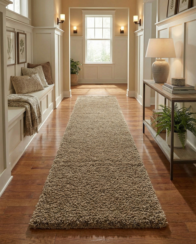 Plush Oasis Collection Area Rug - Serenity (Sandy Brown) Runner Sandy Brown  lifestyle 88