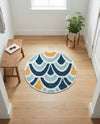 Caribbean Terrace Collection Area Rug -  Barbados Round Blue  lifestyle 45