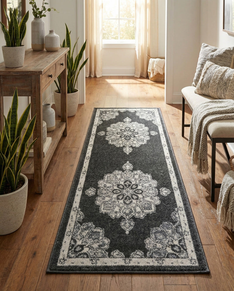 Beverly Grove Collection Area Rug - Melrose (Charcoal) Runner Charcoal  lifestyle 33