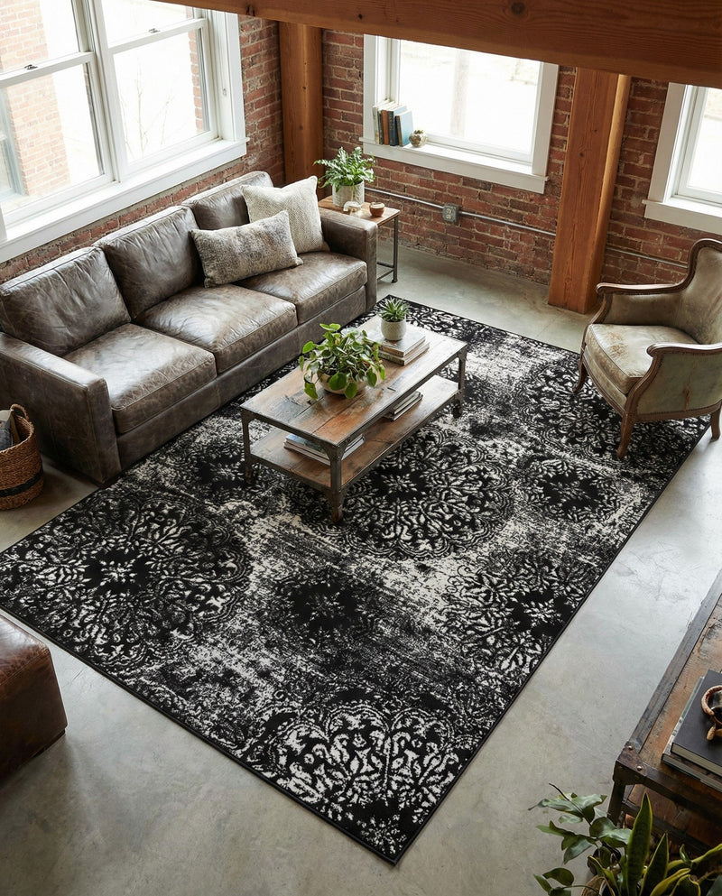 Riviera Elegance Collection Area Rug -  Monaco (Black) Rectangle Black  lifestyle 23