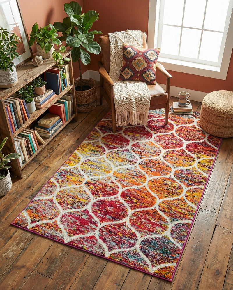 Trellis Mosaic Collection Area Rug -  Pergolatown (Multi) Rectangle Multi  lifestyle 5