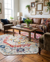 Parisian Elegance Collection Area Rug - Versailles (Pink Gray) Octagon Pink Gray  lifestyle 71