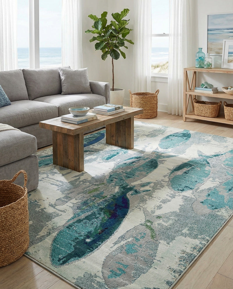 Sorrento Shores Collection Area Rug -  Praiano Rectangle Light Blue  lifestyle 4