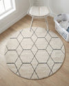 Trellis Mosaic Collection Area Rug - Arborville (Ivory) Round Ivory  lifestyle 64