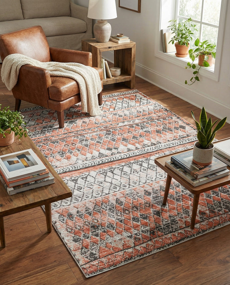 Dresden Elegance Collection Area Rug -  Zittau Rectangle Salmon  lifestyle 26