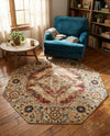Neptune Elegance Collection Area Rug -  Naiad Octagon Burgundy Beige  lifestyle 55