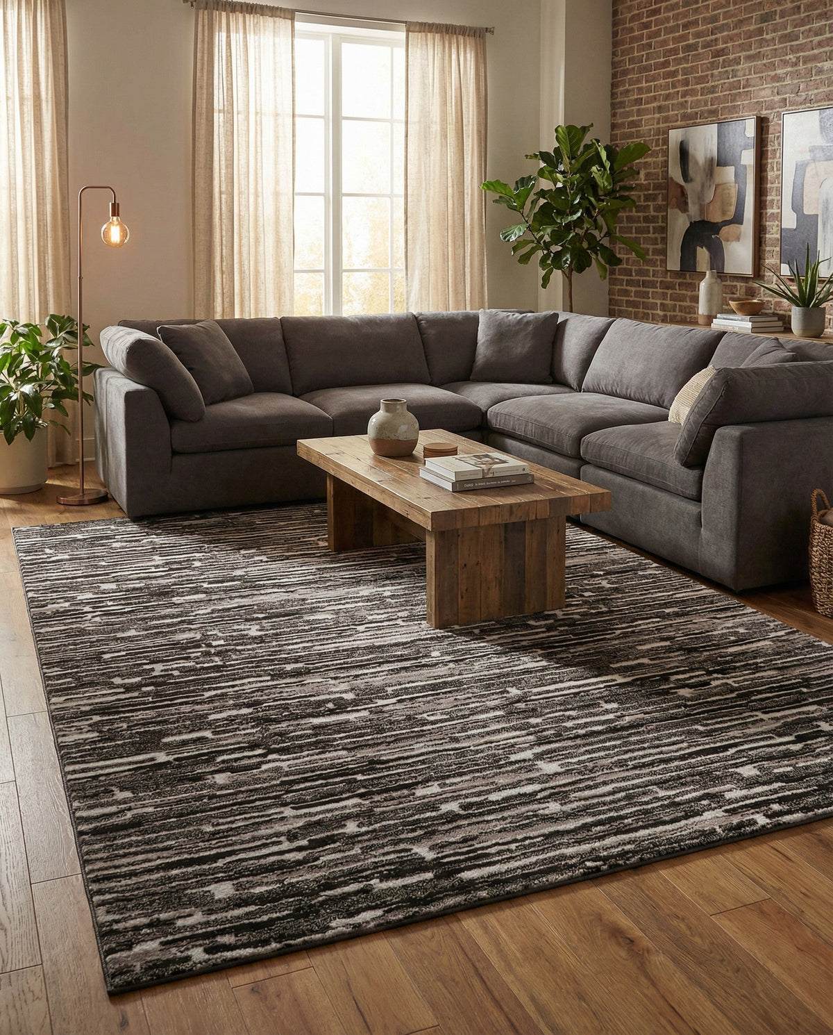 Sienna Collection Area Rug -  Rome Rectangle Black and Ivory  lifestyle 45