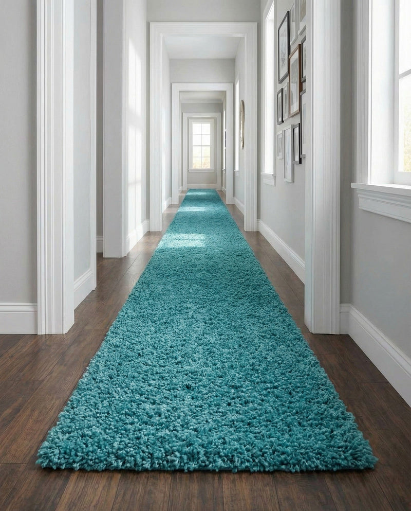 Plush Oasis Collection Area Rug - Serenity (Deep Aqua Blue) Runner Deep Aqua Blue  lifestyle 68