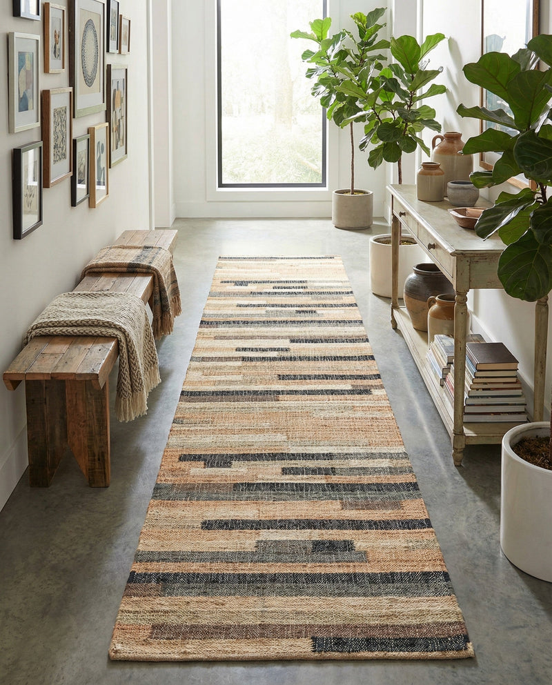 Benares Handwoven Jute Collection Area Rug -  Varanasi Runner Beige  lifestyle 22