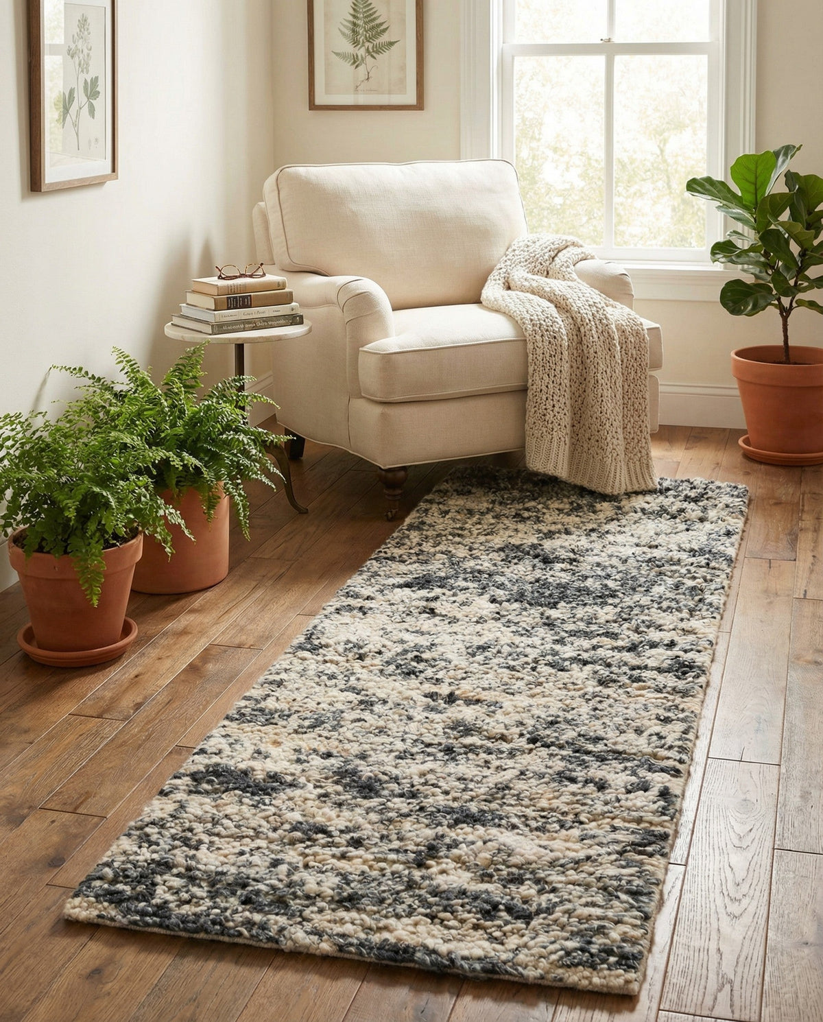 Wellington Luxe Shag Collection Area Rug - Kapiti Runner Salt and Pepper  lifestyle 189