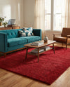 Solid Shag Seaside Collection Area Rug - Azure Cove (Red) Rectangle Red  lifestyle 12