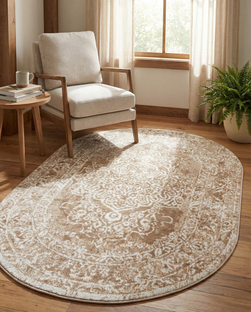 Cambridge Classics Collection Area Rug -  Magdalene (Beige) Oval Beige  lifestyle 66