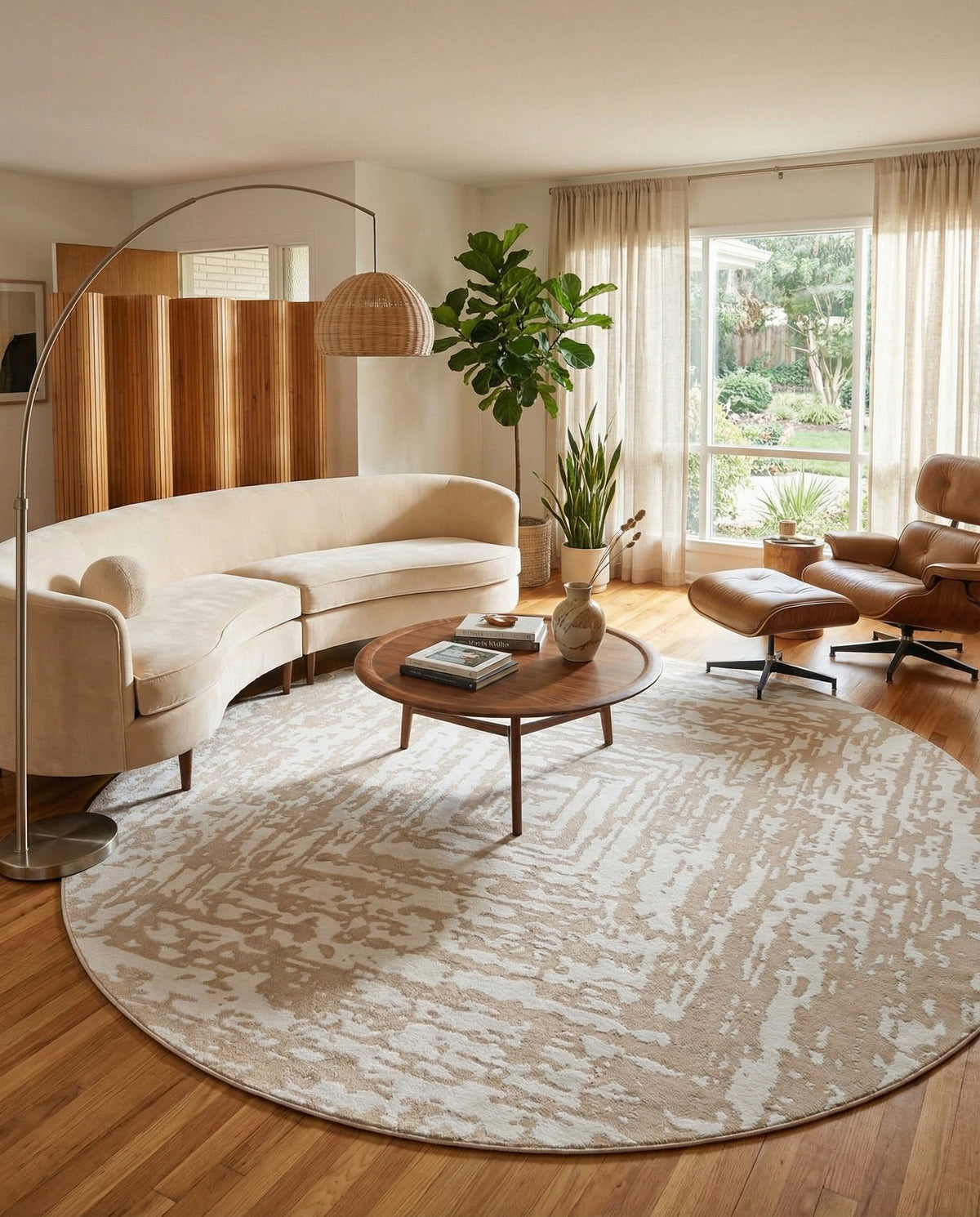 Sanctuary Retreat Collection Area Rug -  Asylum Round White Bone  lifestyle 153