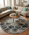 Trellis Mosaic Collection Area Rug -  Pergolatown (Blue Multi) Round Blue Multi  lifestyle 90