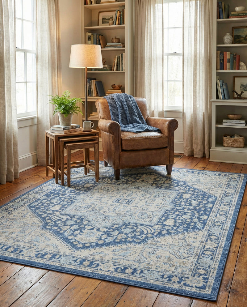 Savannah Series Collection Area Rug - Charleston (French Blue) Rectangle French Blue  lifestyle 12