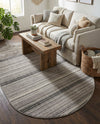Jewel Oasis Collection Area Rug - Sapphire (Gray) Oval Gray  lifestyle 79