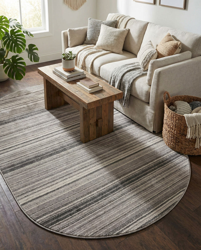 Jewel Oasis Collection Area Rug - Sapphire (Gray) Oval Gray  lifestyle 79
