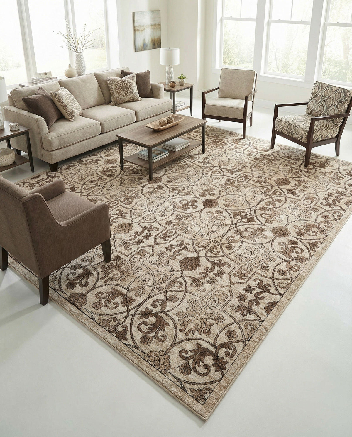 Andes Summit Collection Area Rug -  Merida Square Dark Beige  lifestyle 82