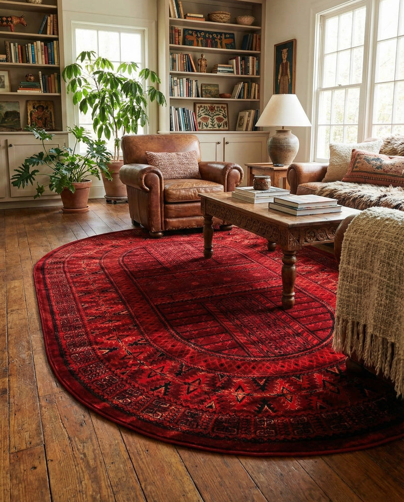 Samarkand Elegance Collection Area Rug -  Ark Oval Red  lifestyle 46