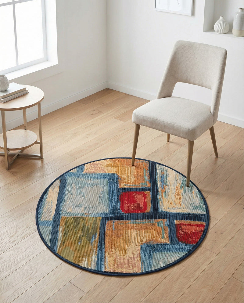 Urban Terrace Collection Area Rug -  Portico Round Multi  lifestyle 77