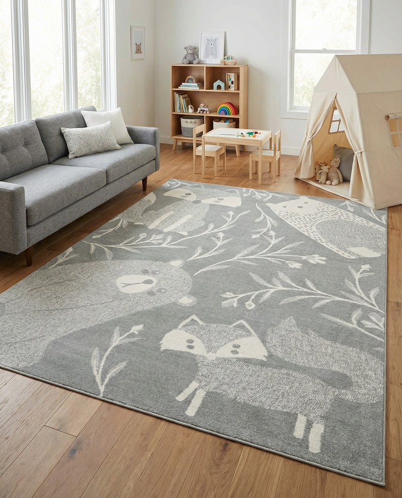 Wonder Tykes Collection Area Rug -  Quirky Rectangle Gray  lifestyle 27