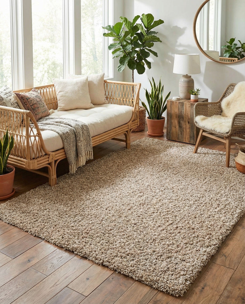 Plush Oasis Collection Area Rug - Serenity (Taupe) Rectangle Taupe  lifestyle 23