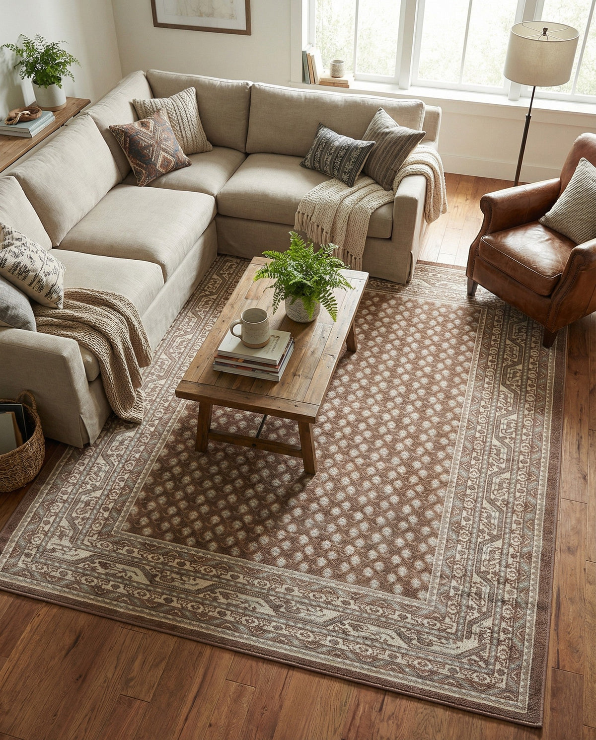 Soho Elegance Collection Area Rug -  Mercer (Brown) Rectangle Brown  lifestyle 13