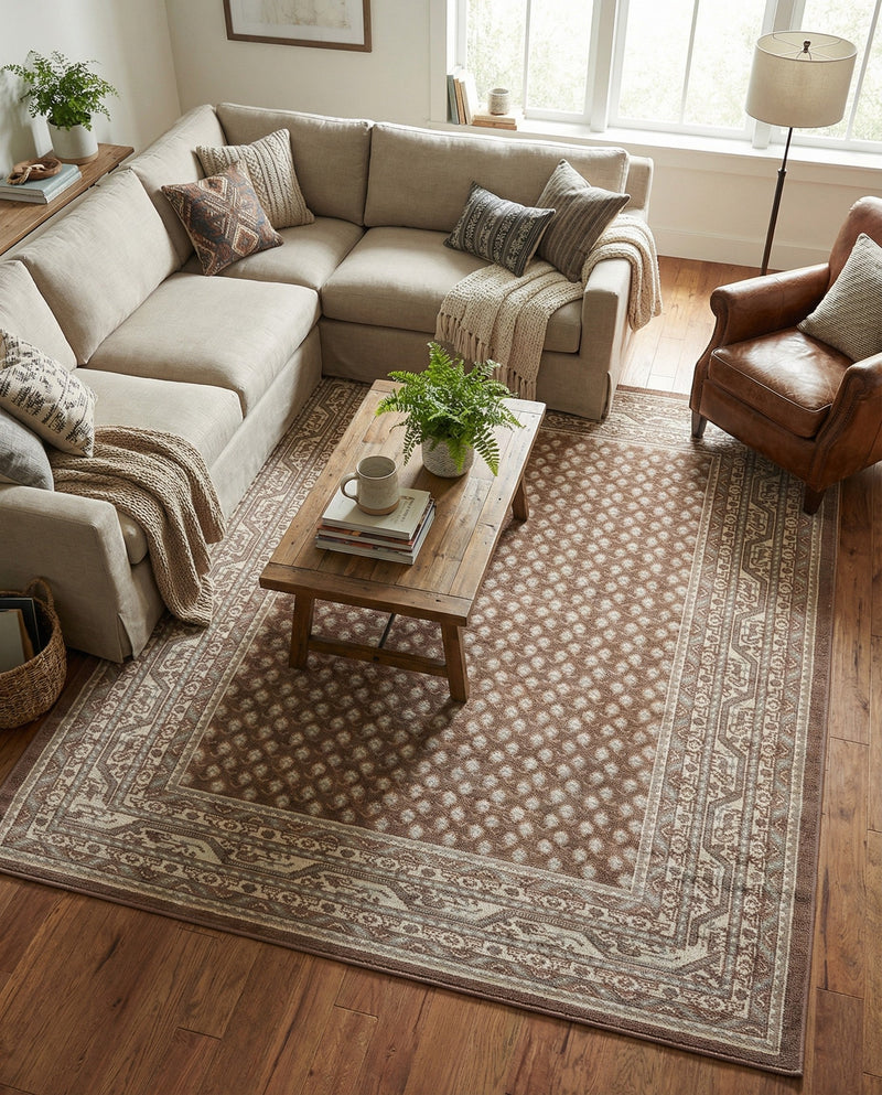Soho Elegance Collection Area Rug -  Mercer (Brown) Rectangle Brown  lifestyle 13
