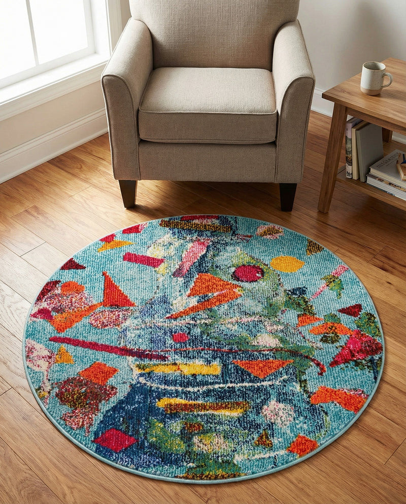 Colorburst Oasis Collection Area Rug -  Fresco Round Aqua  lifestyle 78