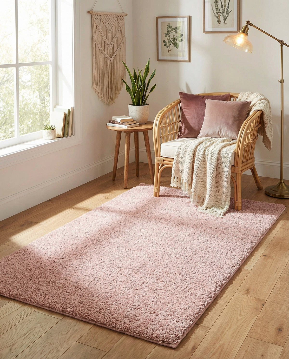 Solid Shag Seaside Collection Area Rug - Azure Cove (Pink) Rectangle Pink  lifestyle 8