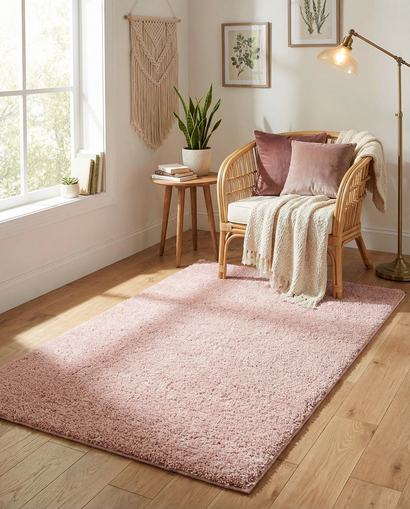 Solid Shag Seaside Collection Area Rug - Azure Cove (Pink) Rectangle Pink  lifestyle 8