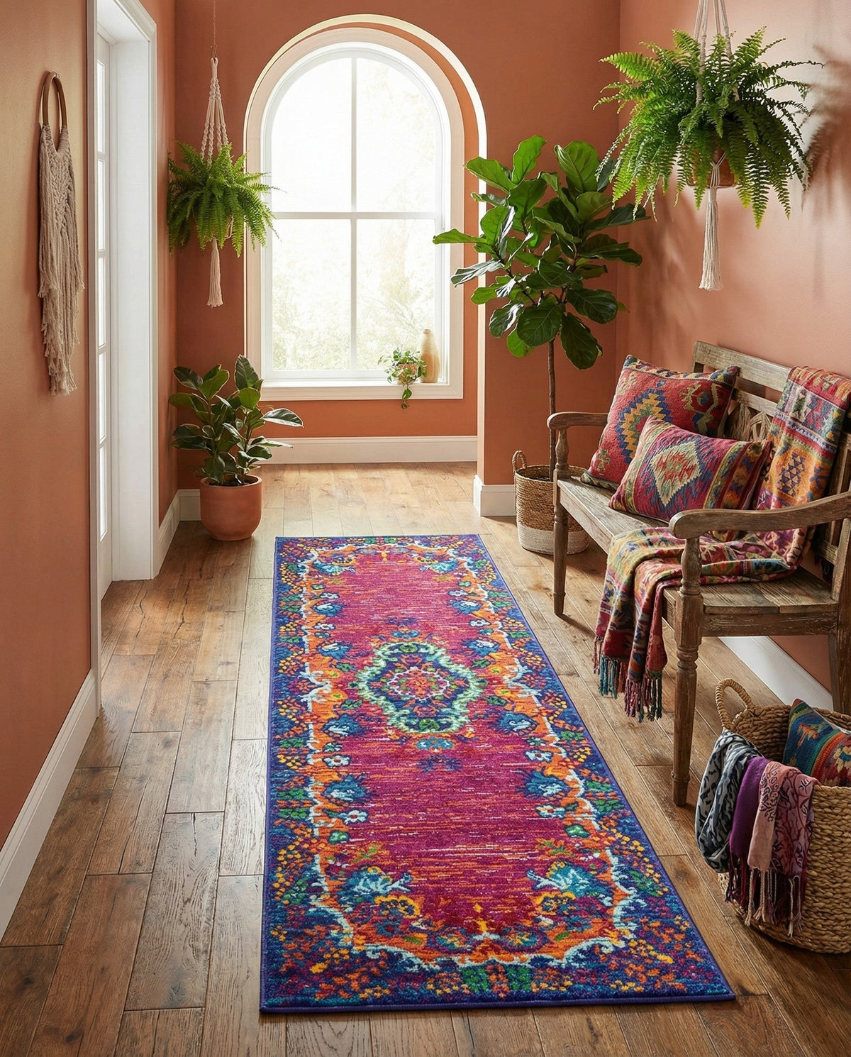 Caribbean Cove Collection Area Rug -  Nevis Runner Fuchsia  lifestyle 98