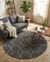 Trellis Mosaic Collection Area Rug - Arborville (Dark Gray) Round Dark Gray  lifestyle 73