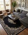Tabriz Tapestry Collection Area Rug - Azerbaijan (Black) Rectangle Black  lifestyle 32