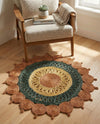 Woven Seaside Jute Collection Area Rug - Coastalhaven (Orange Green Yellow) Round Orange Green Yellow  lifestyle 28