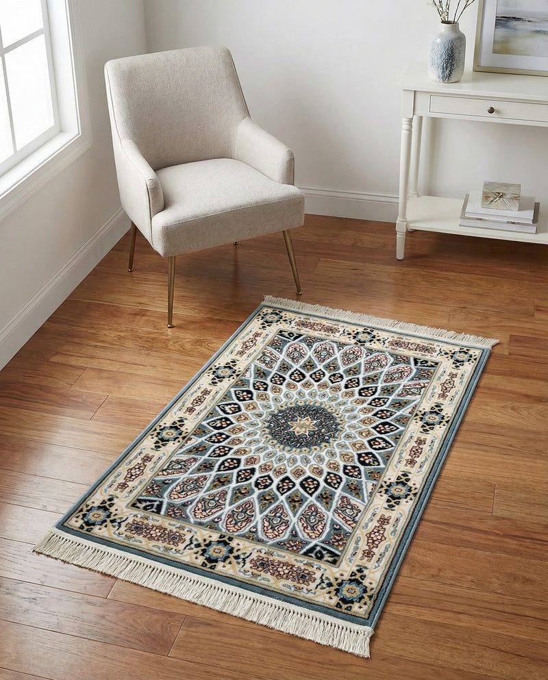 Persian Elegance Collection Area Rug -  Hamedan (Blue) Rectangle Blue  lifestyle 15