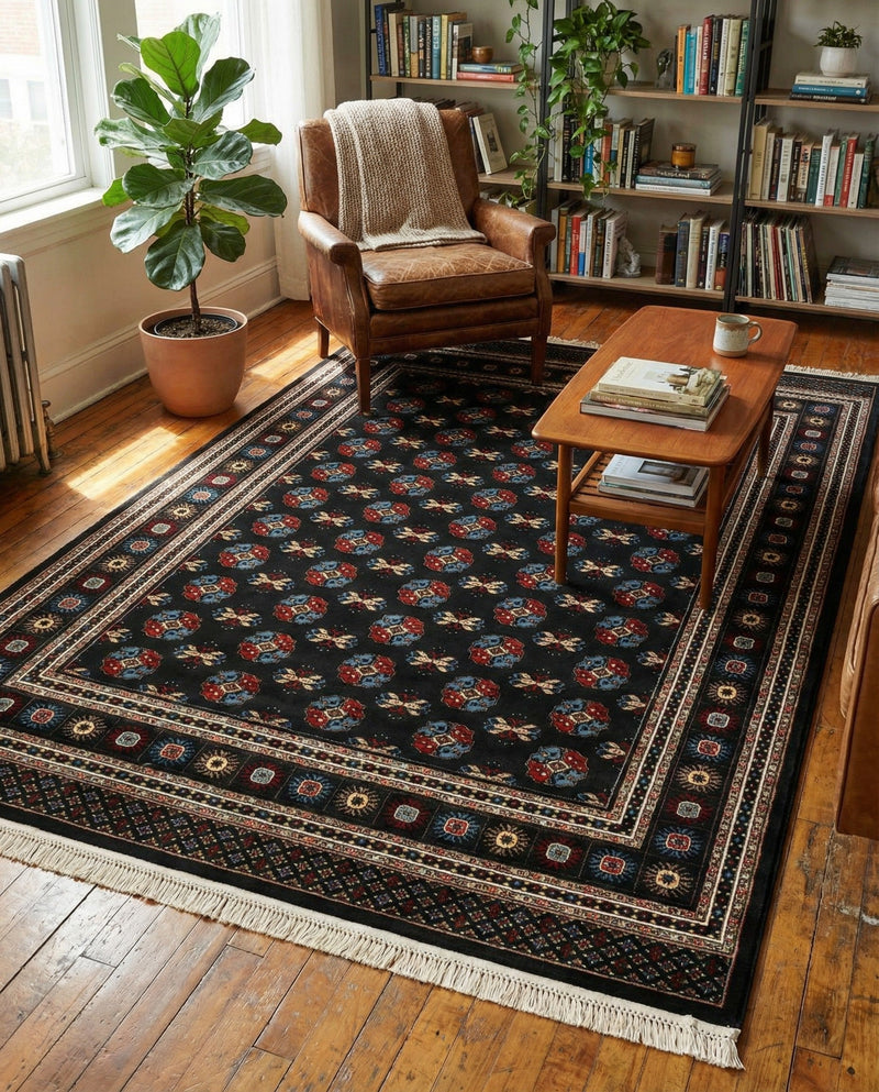 Samarkand Elegance Collection Area Rug -  Margilan (Dark Green) Rectangle Dark Green  lifestyle 28