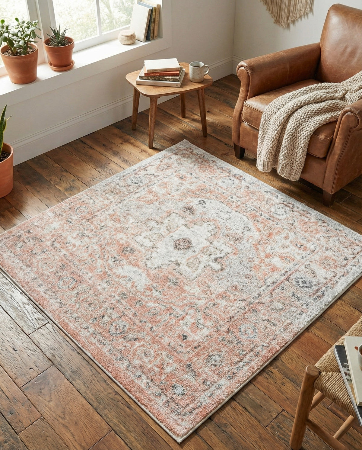 Parisian Elegance Collection Area Rug - Versailles (Rose Pink) Square Rose Pink  lifestyle 129