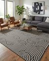 Urban Terrace Collection Area Rug -  Uptown Square Black and White  lifestyle 76