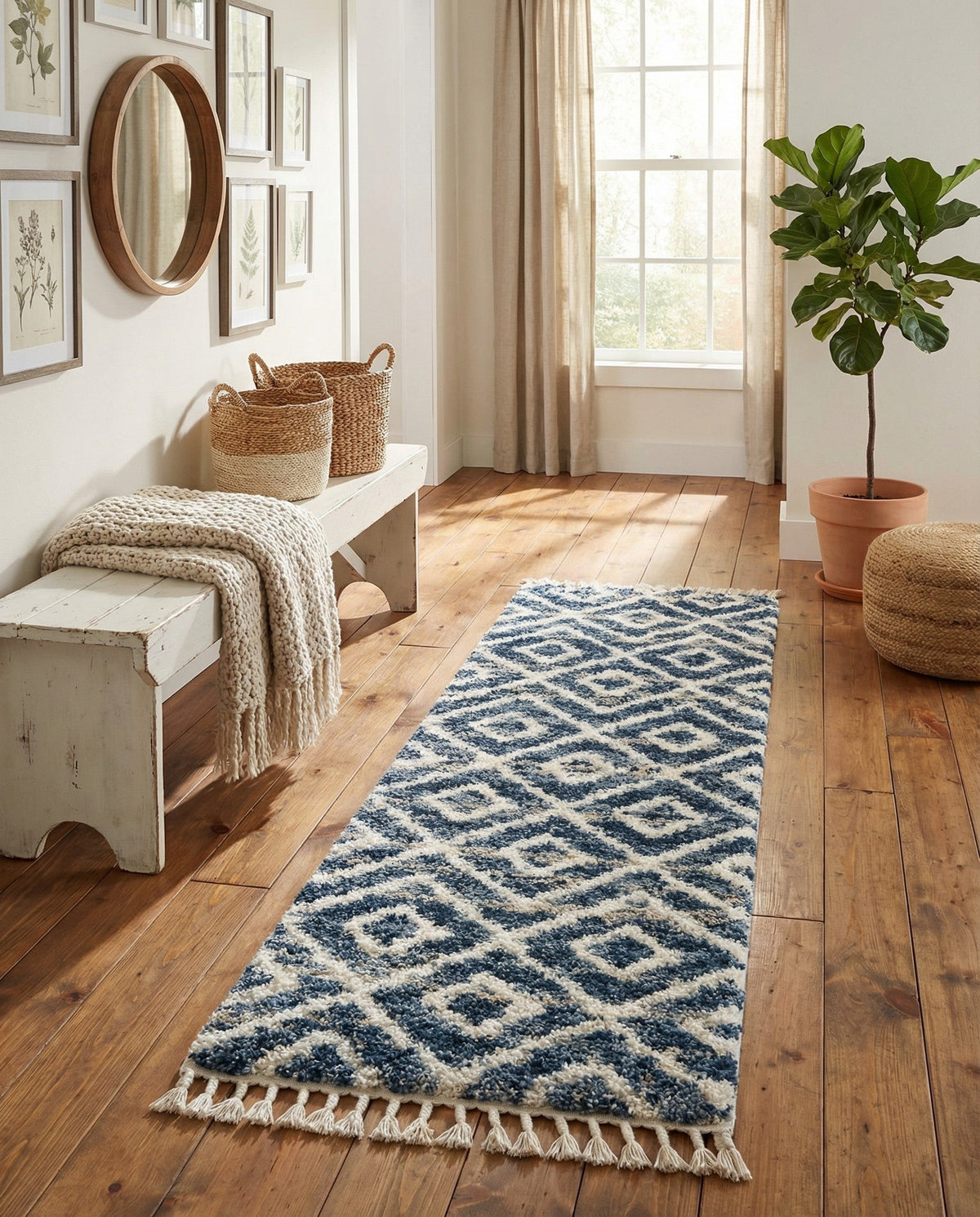 Cozy Cove Shag Collection Area Rug -  Dunes Runner Blue  lifestyle 129