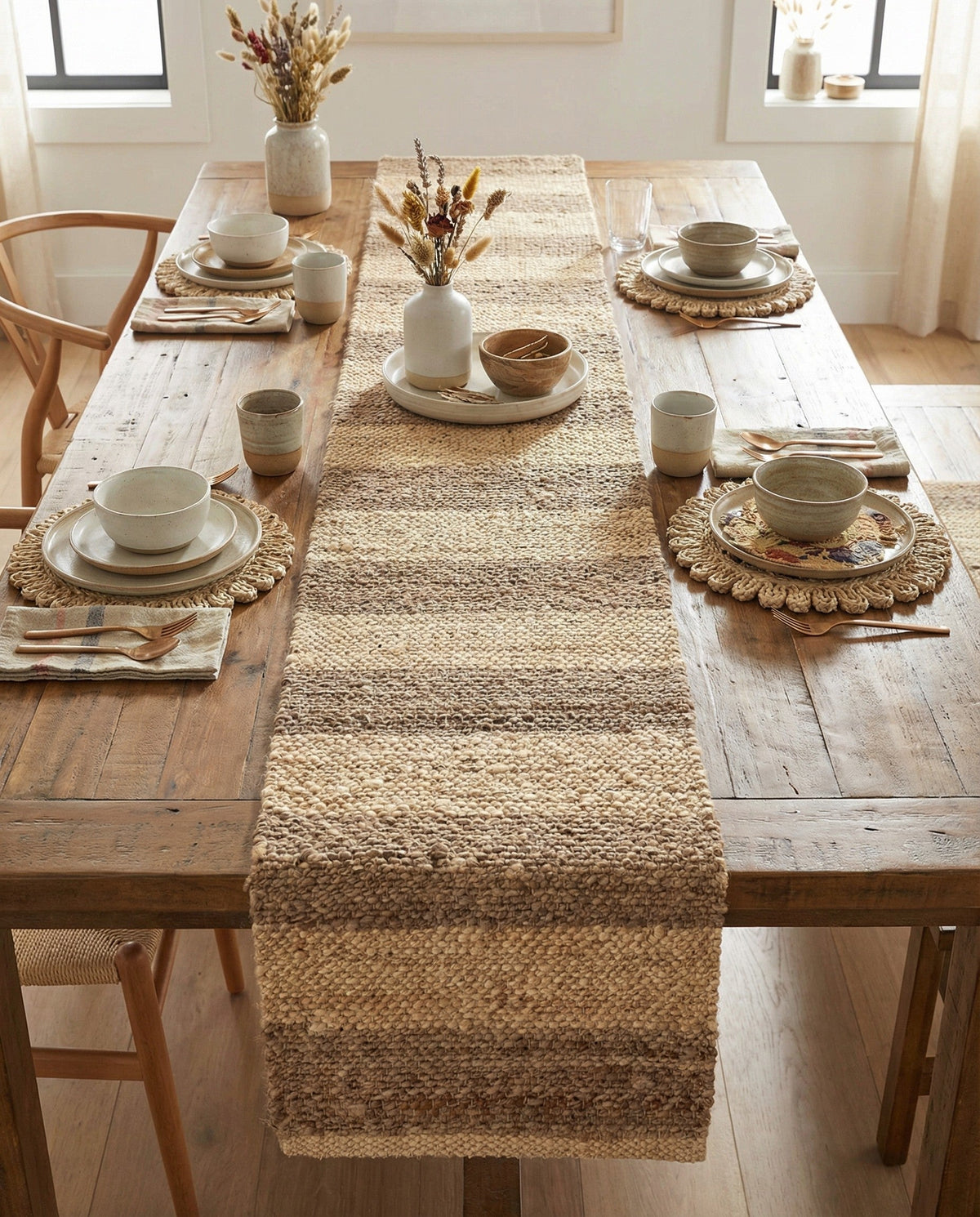 Woven Seaside Jute Collection Area Rug - Nantucket Table Runner Natural Ivory  lifestyle 164