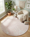 Brighton Stripes Collection Area Rug - Sussex (Pink) Round Pink  lifestyle 43