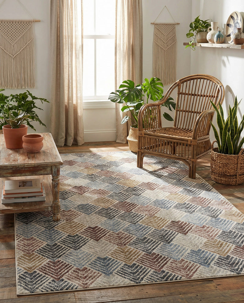 Geo Garden Lattice Collection Area Rug -  Casablanca Rectangle Multi  lifestyle 12