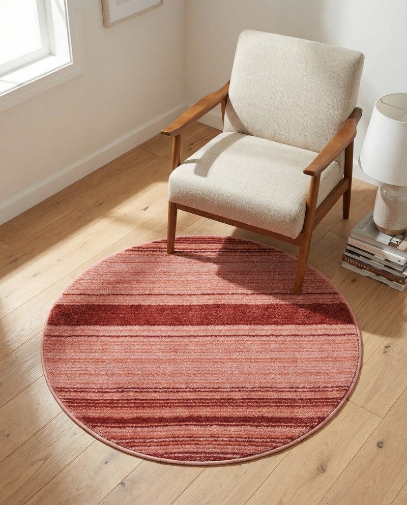 Jewel Oasis Collection Area Rug - Sapphire (Rusty Pink Rose) Round Rusty Pink Rose  lifestyle 51
