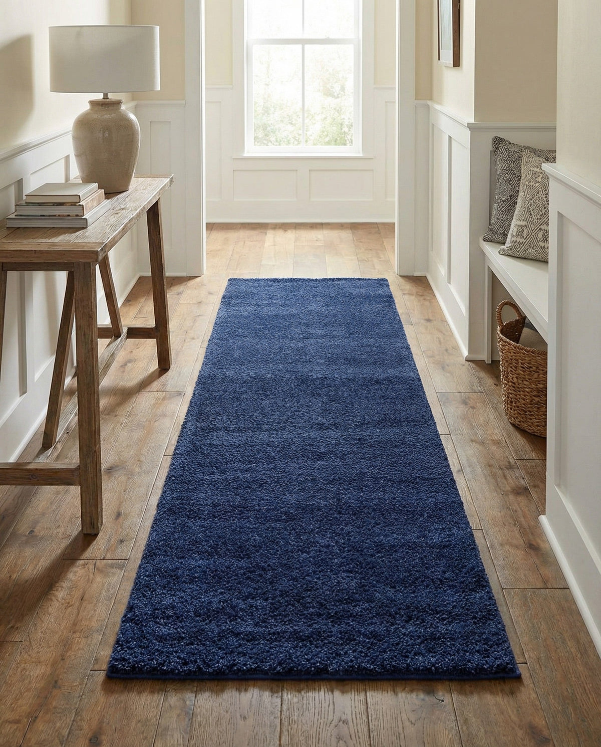 Solid Shag Seaside Collection Area Rug - Azure Cove (Navy Blue) Runner Navy Blue  lifestyle 84