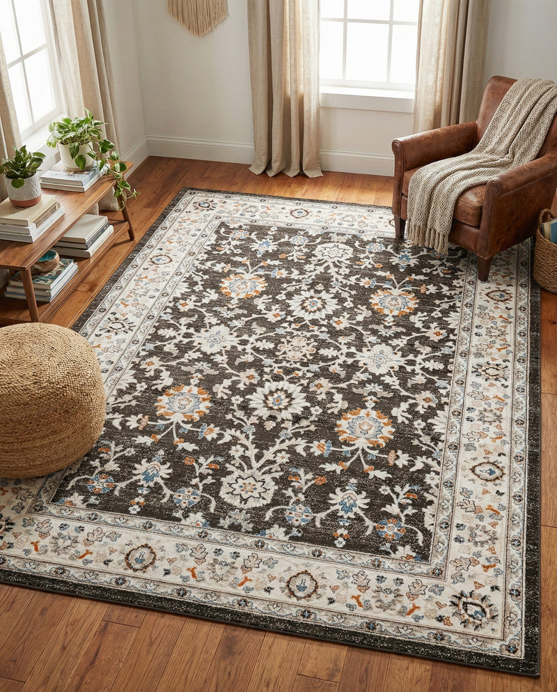 Savannah Elegance Collection Area Rug - Augusta (Fume Gray) Rectangle Fume Gray  lifestyle 15