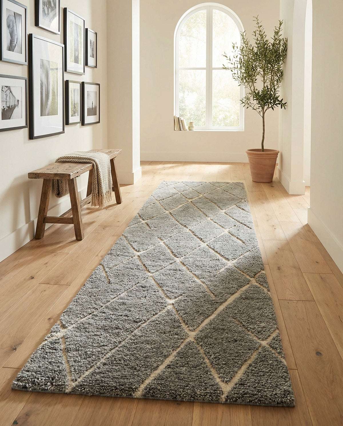 Sahara Berber Wool Collection Area Rug - Marrakesh Runner Silver Gray  lifestyle 128